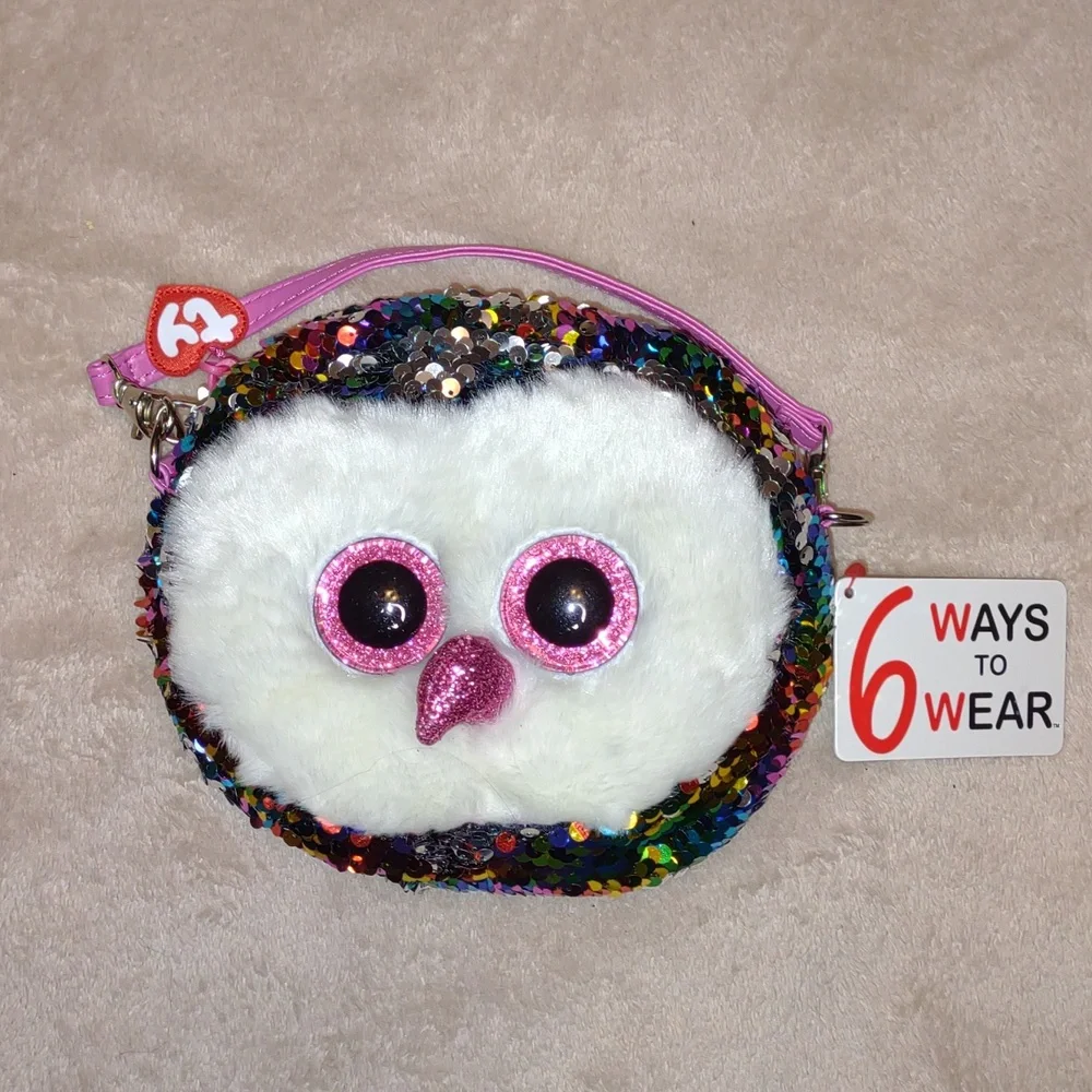 😎TY Owen The Rainbow Owl Flippable Sequins